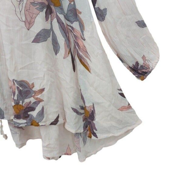 Free People Mini Dress Womens XS Pink Floral Peasant Bohemian Cottagecore - Picture 8 of 11